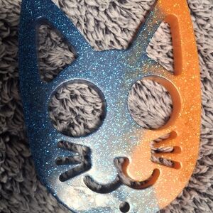 Sparkling Blue and Orange Cat Face Defense Device